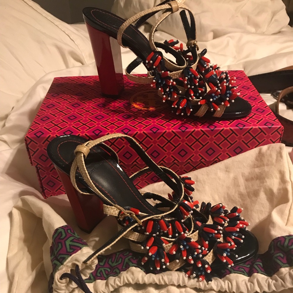 Tory Burch beaded heels